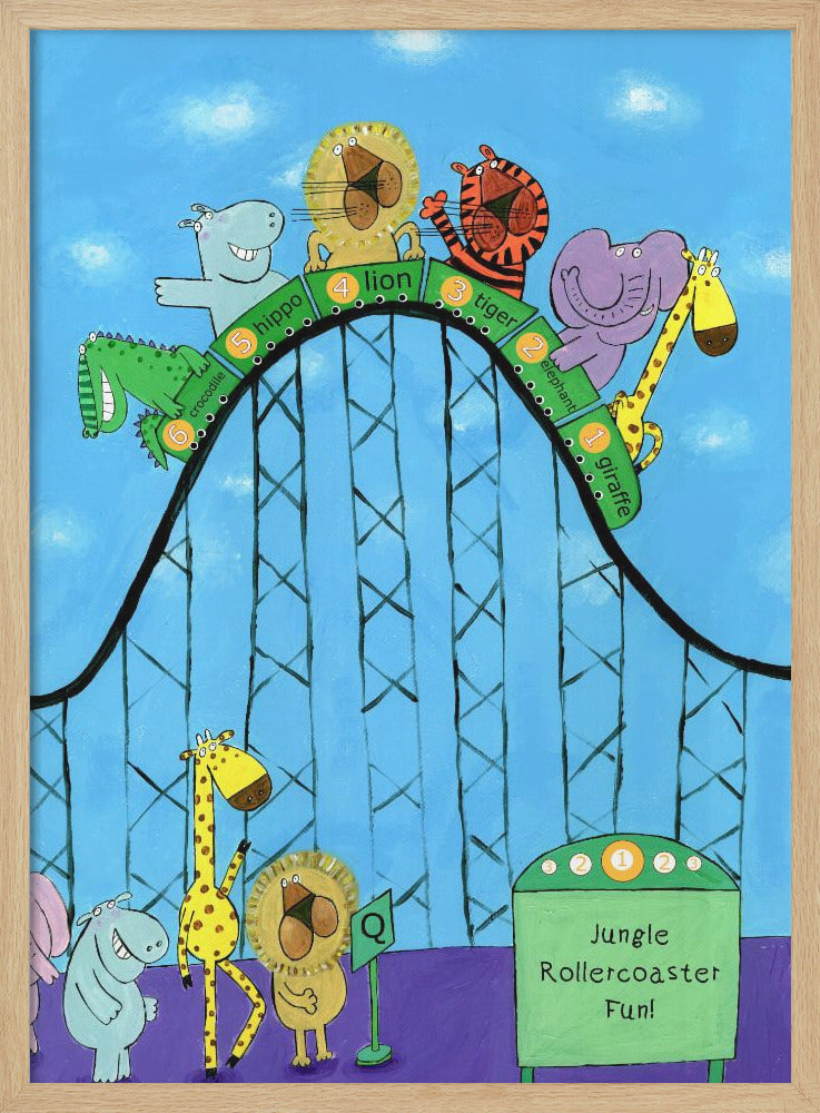 Jungle Animals Whizzing Down the Rollercoaster by Carla Daly - Poster / Art Print