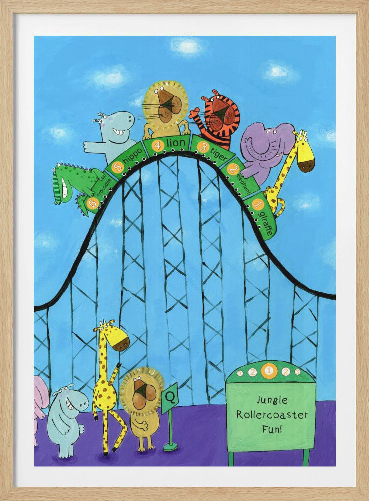 Jungle Animals Whizzing Down the Rollercoaster by Carla Daly - Poster / Art Print