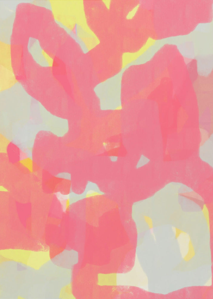 Pink, Grey, Yellow Abstract - Poster / Art Print