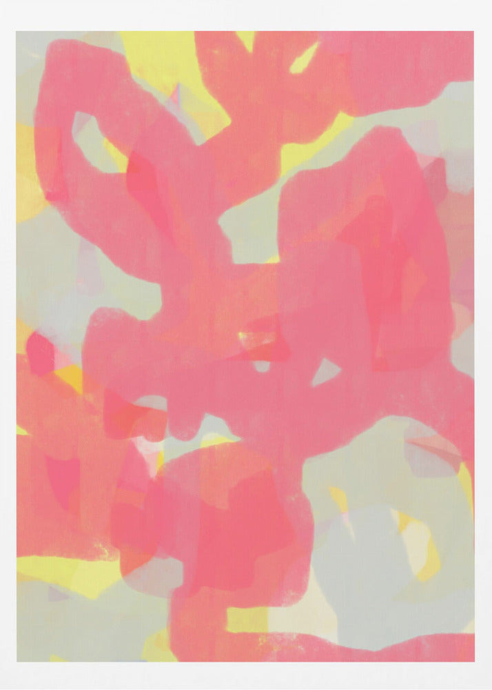 Pink, Grey, Yellow Abstract - Poster / Art Print