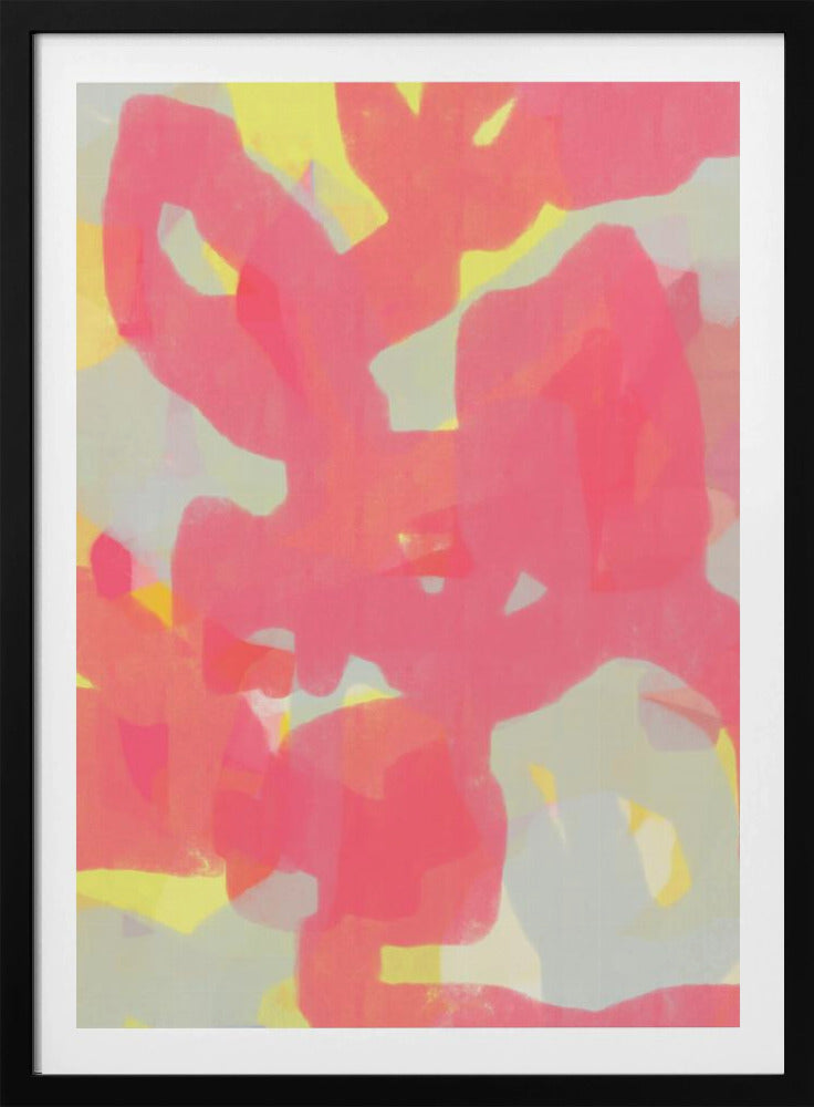 Pink, Grey, Yellow Abstract - Poster / Art Print