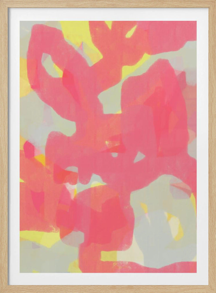 Pink, Grey, Yellow Abstract - Poster / Art Print