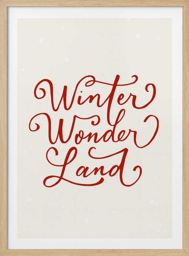 Winter Wonderland Text (green), Christmas Noël Holiday Winter Quote Typography Lettering - Poster / Art Print