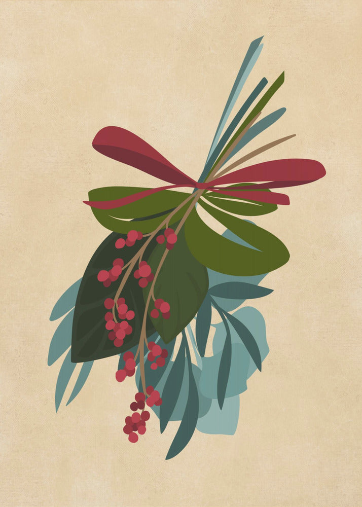 Thea holiday bouquet in sepia - Poster / Art Print