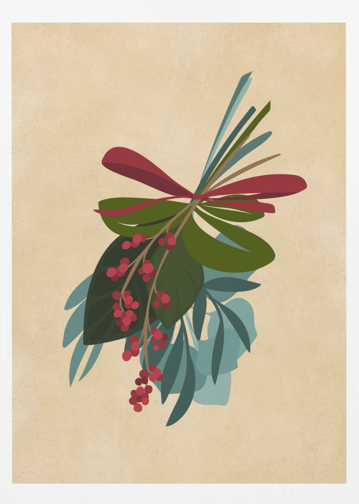 Thea holiday bouquet in sepia - Poster / Art Print