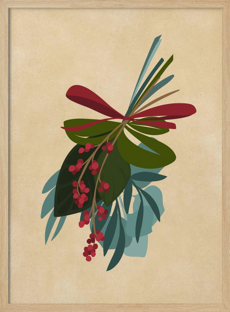Thea holiday bouquet in sepia - Poster / Art Print