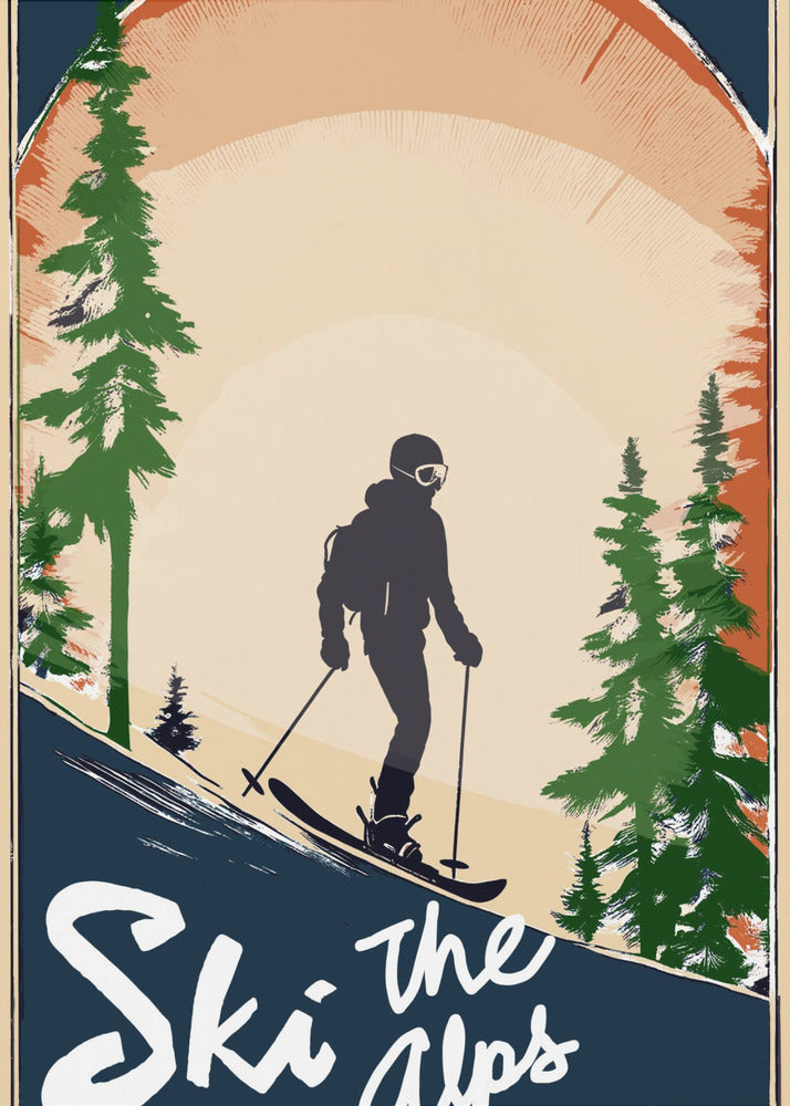 Winter Tourism: Vintage Ski the Alps Poster - Poster / Art Print
