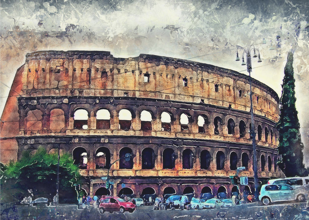 Rome Italy Colosseum Watercolor Art (2) - Poster / Art Print