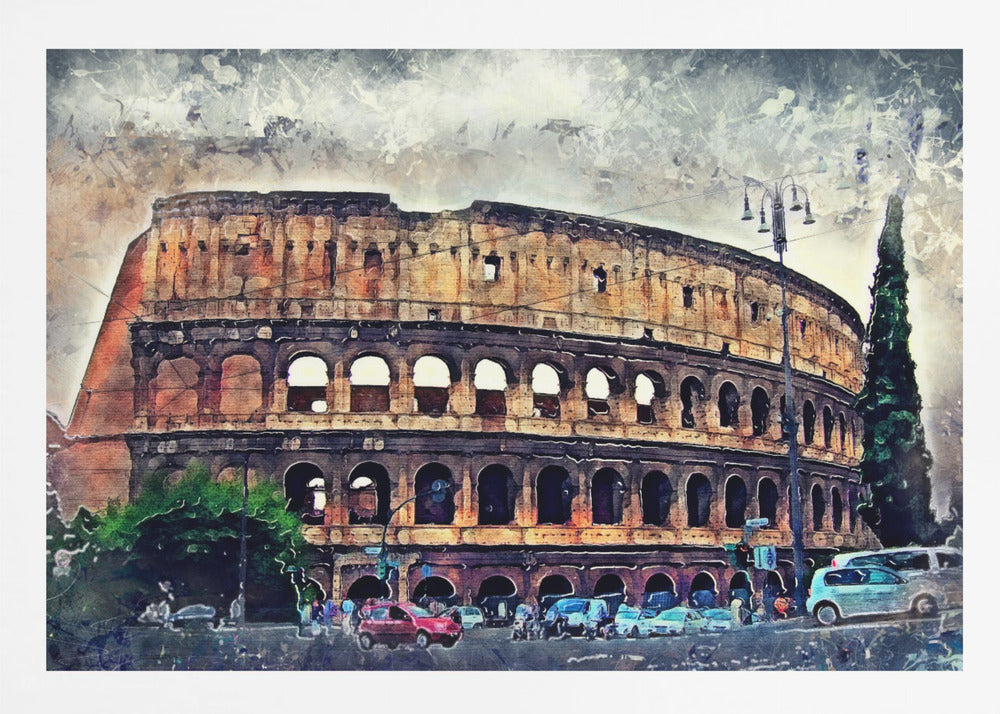 Rome Italy Colosseum Watercolor Art (2) - Poster / Art Print