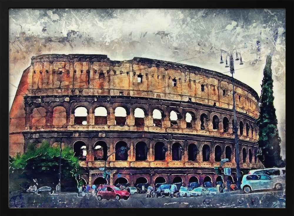 Rome Italy Colosseum Watercolor Art (2) - Poster / Art Print