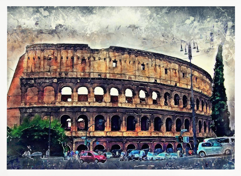 Rome Italy Colosseum Watercolor Art (2) - Poster / Art Print