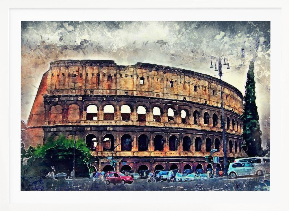 Rome Italy Colosseum Watercolor Art (2) - Poster / Art Print