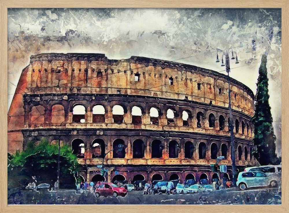 Rome Italy Colosseum Watercolor Art (2) - Poster / Art Print