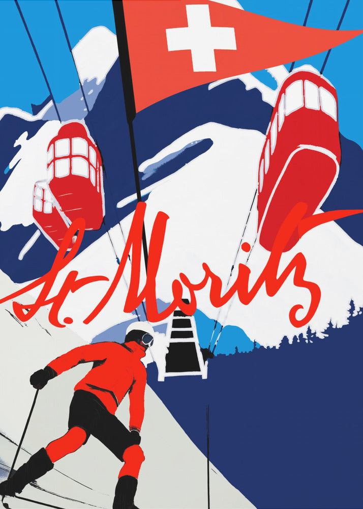 Winter Tourism: Vintage St. Moritz - Poster / Art Print