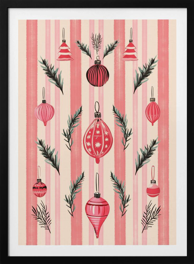 Pink Christmas Baubles - Poster / Art Print