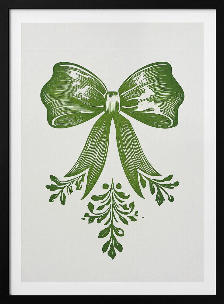 Christmas Bow Green - Poster / Art Print