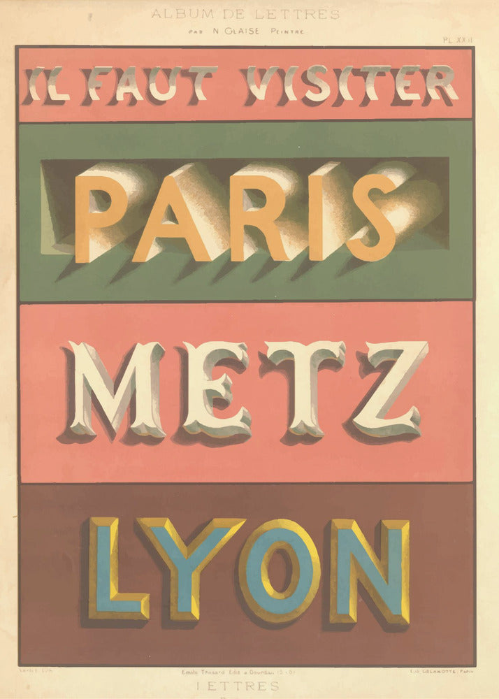 Paris Metz Lyon - Poster / Art Print