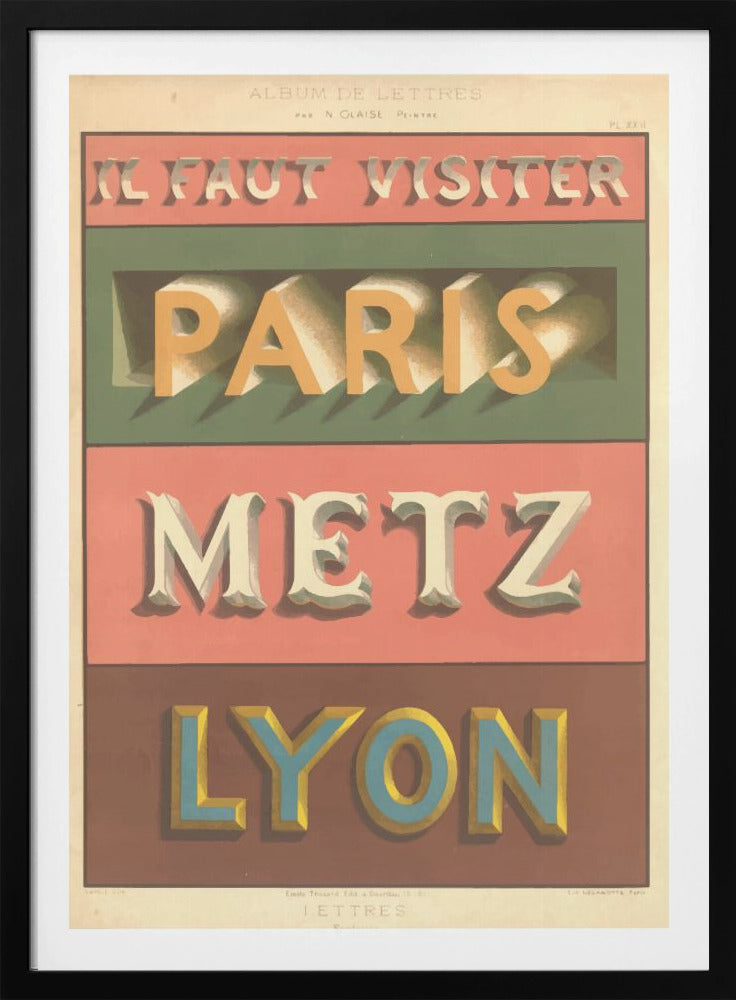 Paris Metz Lyon - Poster / Art Print