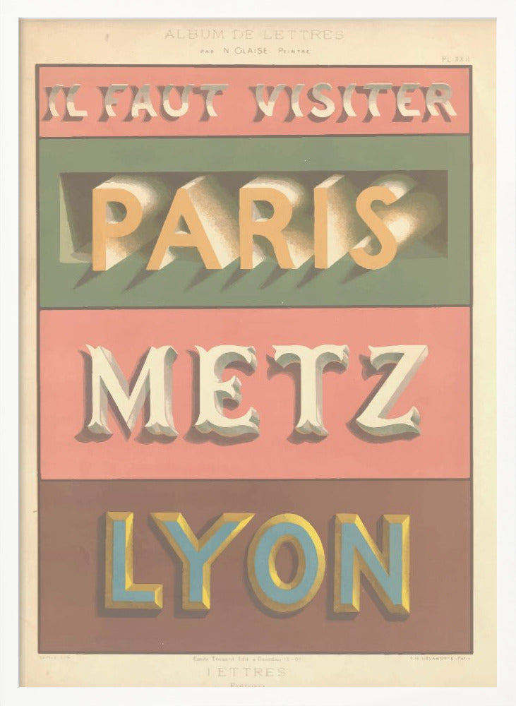 Paris Metz Lyon - Poster / Art Print