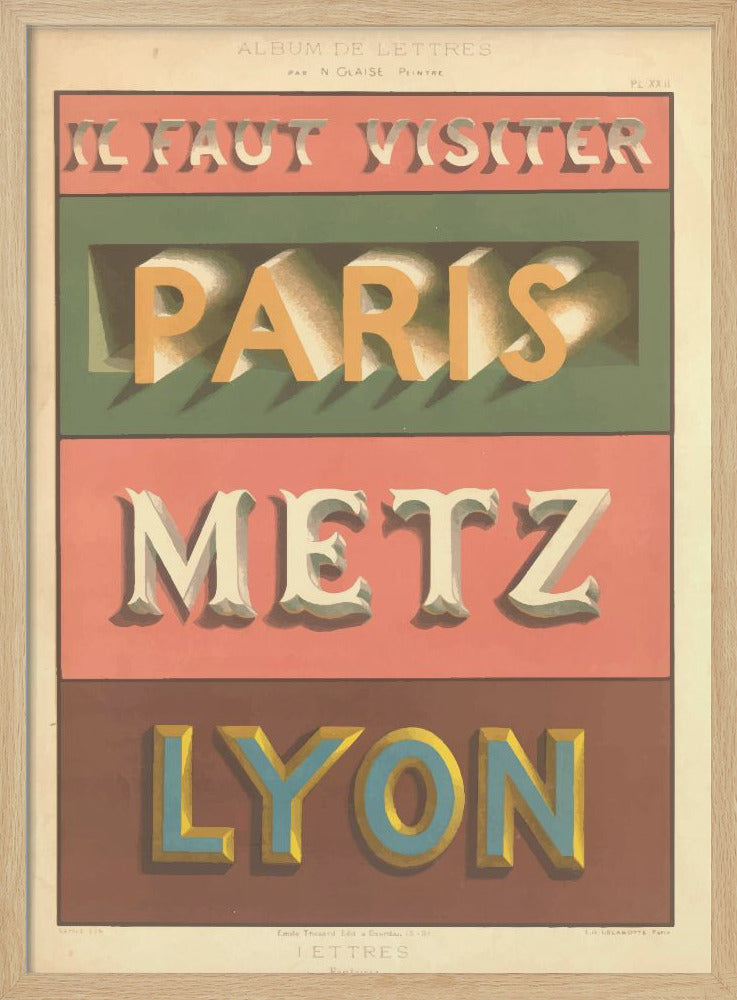Paris Metz Lyon - Poster / Art Print