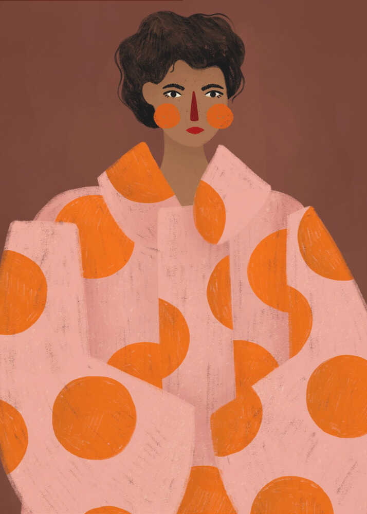 Woman With Orange Dots - Poster / Art Print