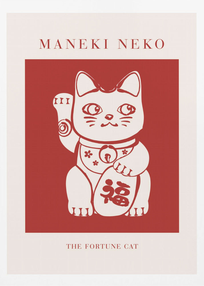 Maneki-Neko Cat Red - Poster / Art Print