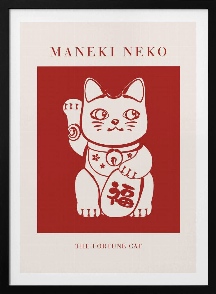 Maneki-Neko Cat Red - Poster / Art Print