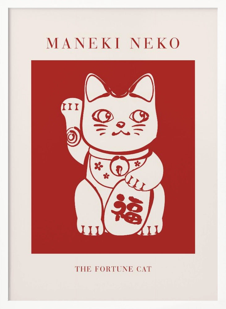 Maneki-Neko Cat Red - Poster / Art Print
