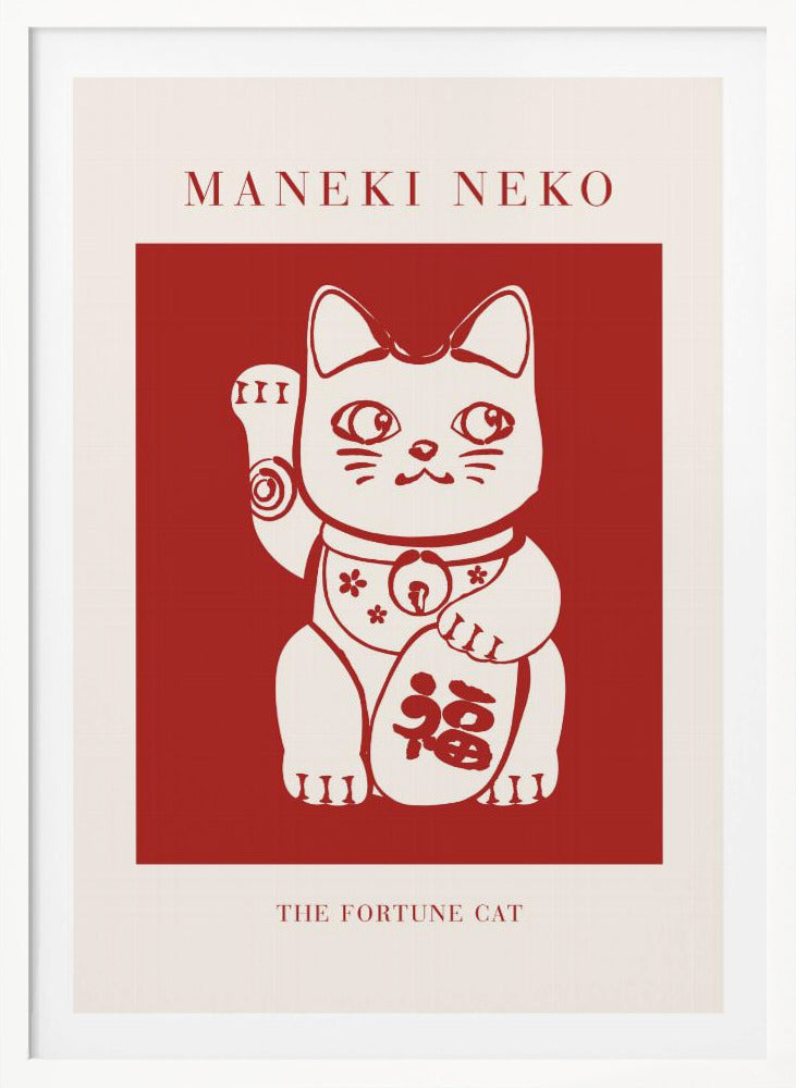 Maneki-Neko Cat Red - Poster / Art Print