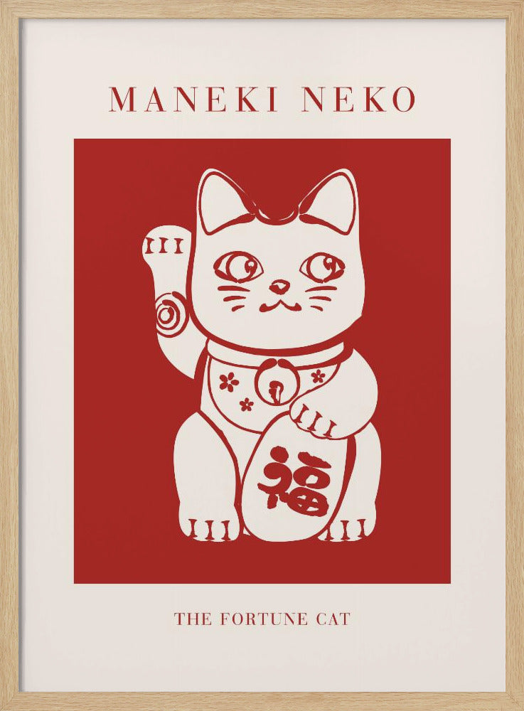Maneki-Neko Cat Red - Poster / Art Print