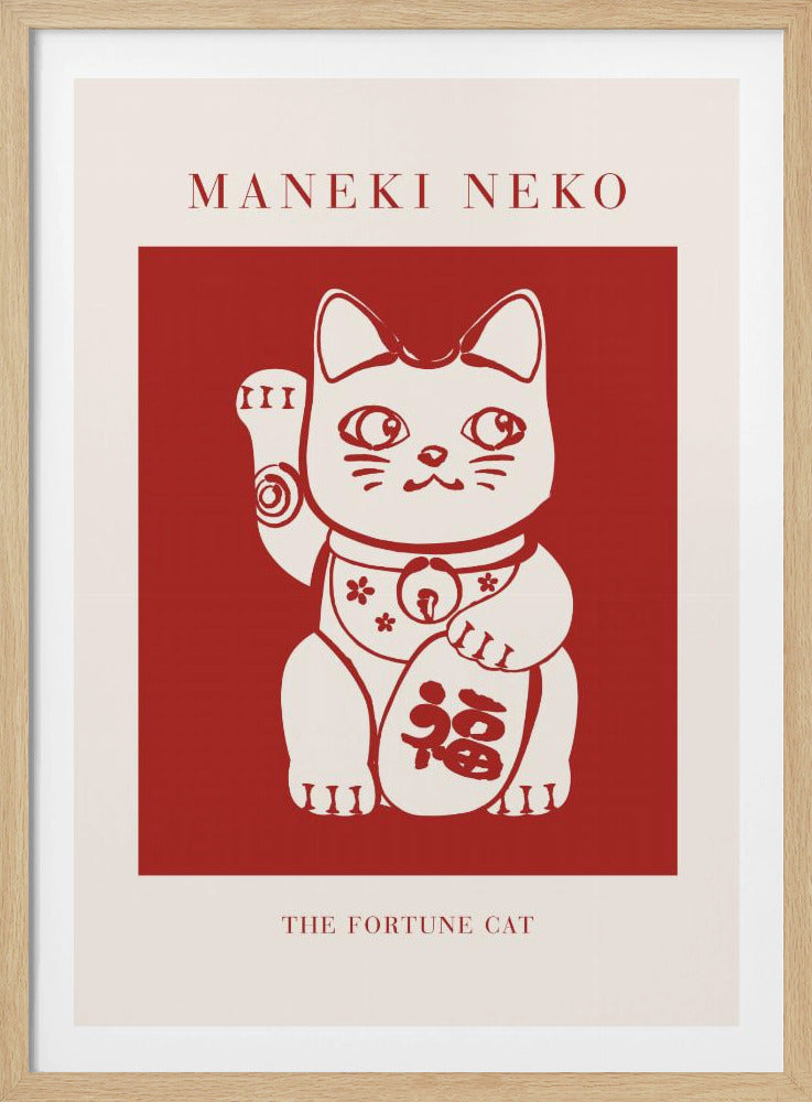 Maneki-Neko Cat Red - Poster / Art Print