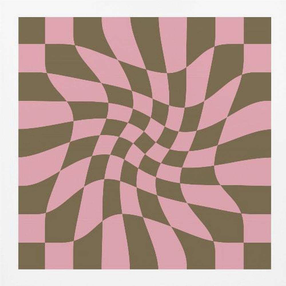 Twirly - Checkerboard - Pink and Brown - Poster / Art Print