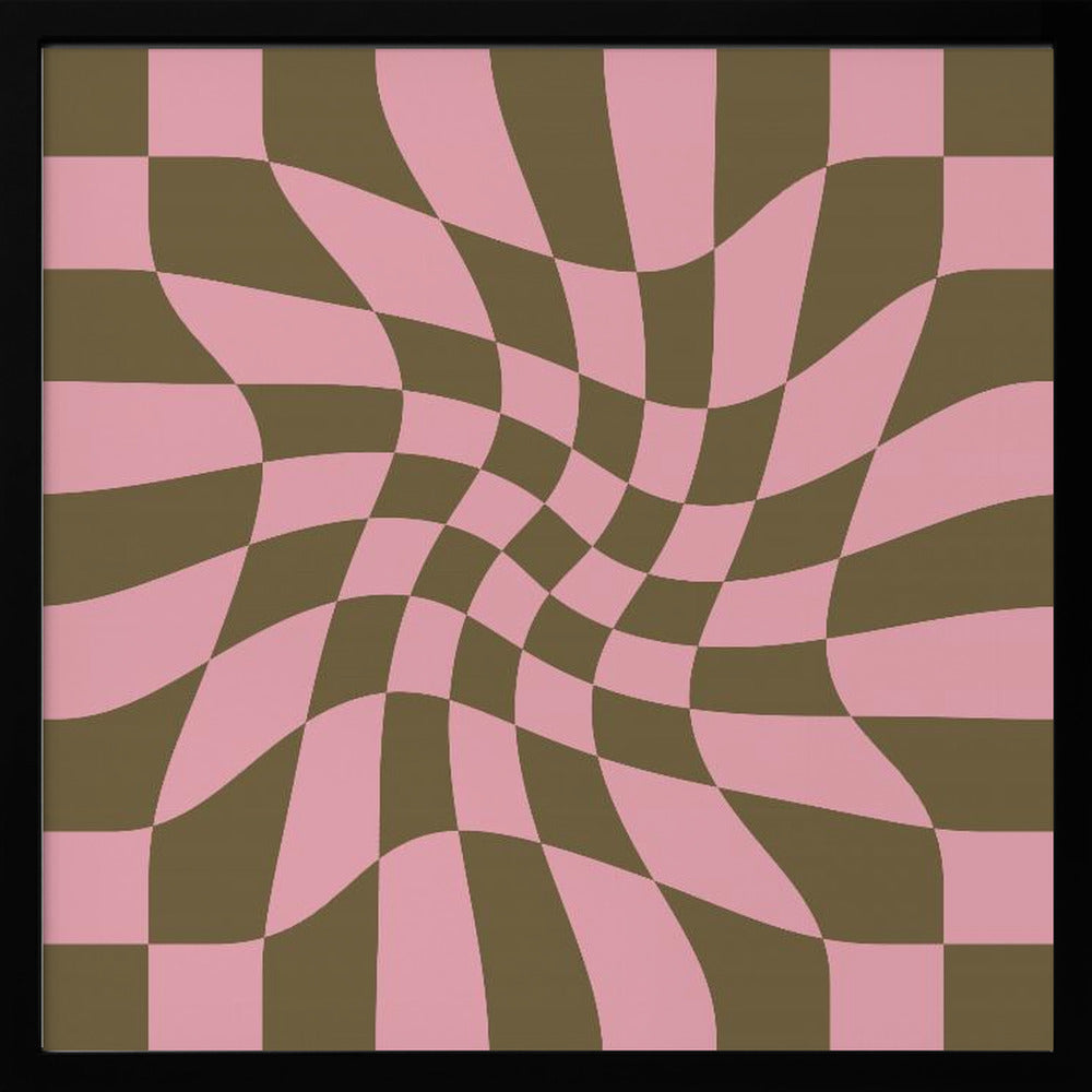 Twirly - Checkerboard - Pink and Brown - Poster / Art Print