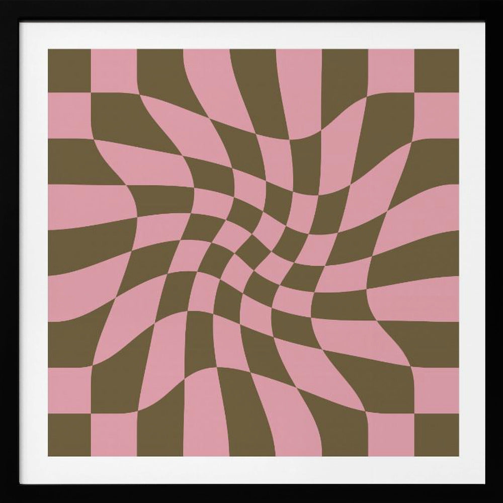 Twirly - Checkerboard - Pink and Brown - Poster / Art Print