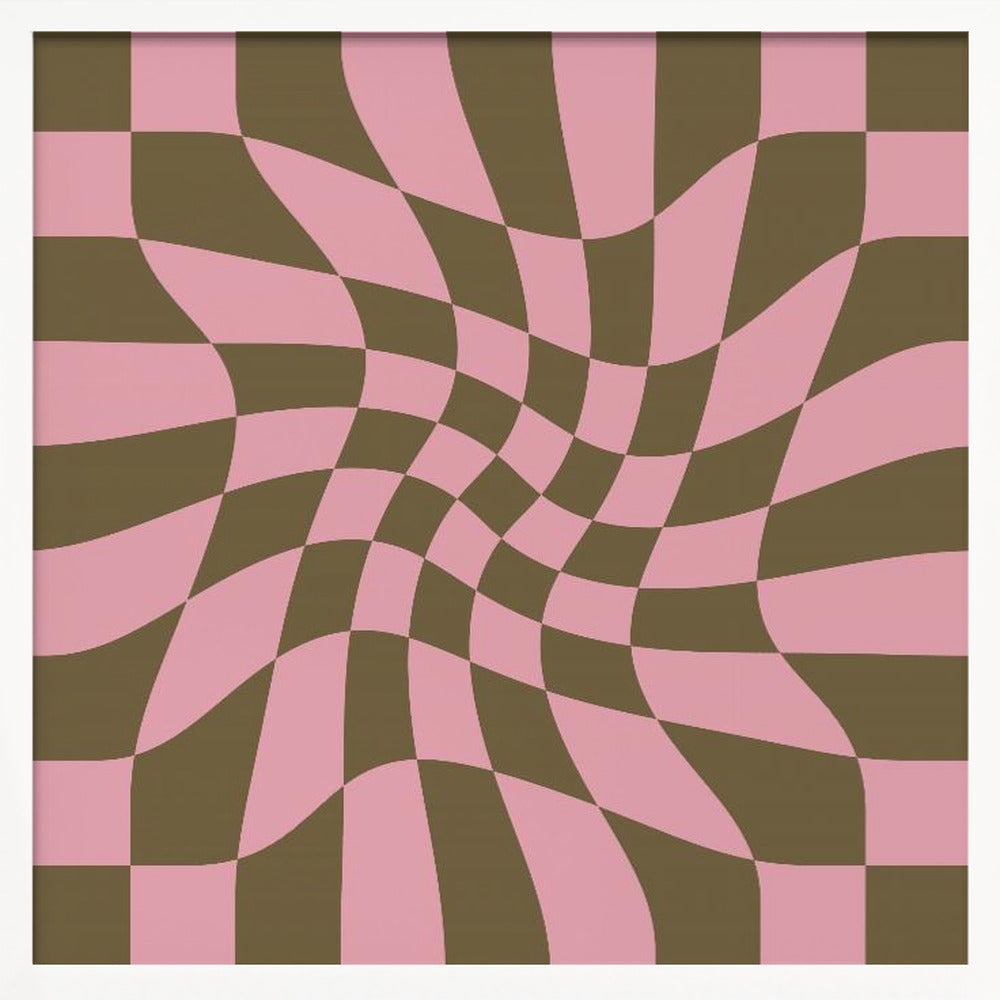 Twirly - Checkerboard - Pink and Brown - Poster / Art Print