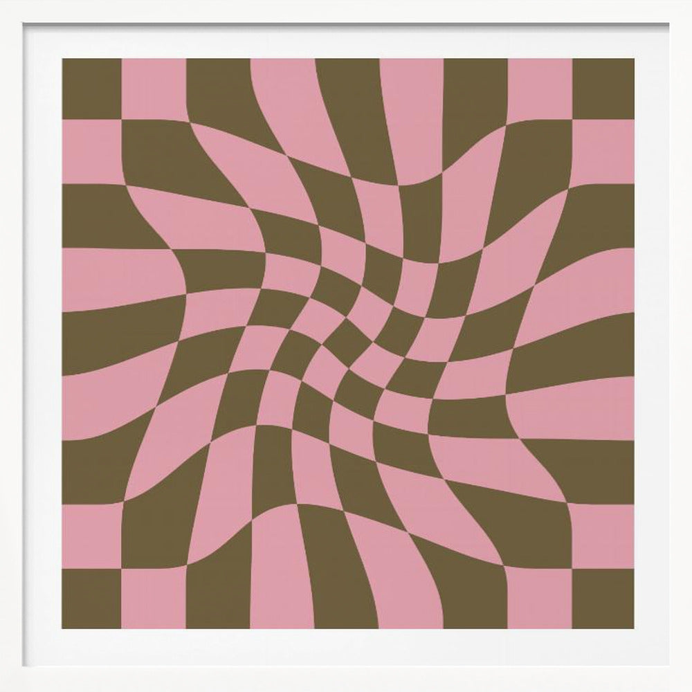 Twirly - Checkerboard - Pink and Brown - Poster / Art Print