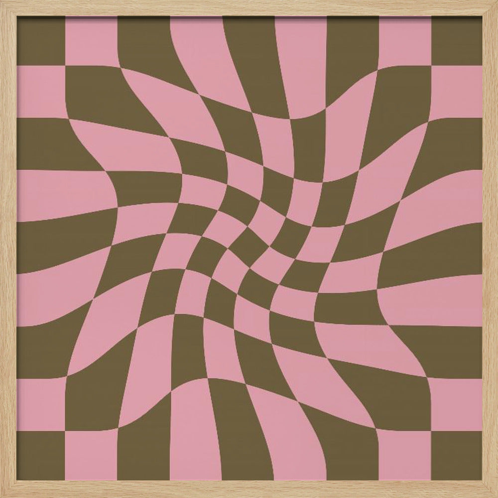 Twirly - Checkerboard - Pink and Brown - Poster / Art Print
