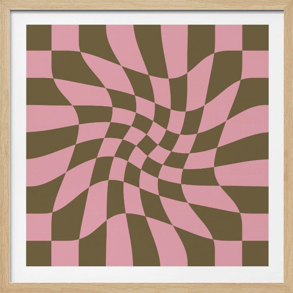 Twirly - Checkerboard - Pink and Brown - Poster / Art Print