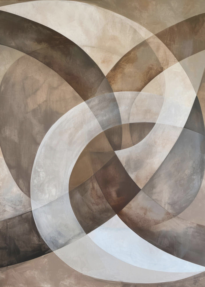 Abstract Art Beige Brown Geo Abstract - Poster / Art Print