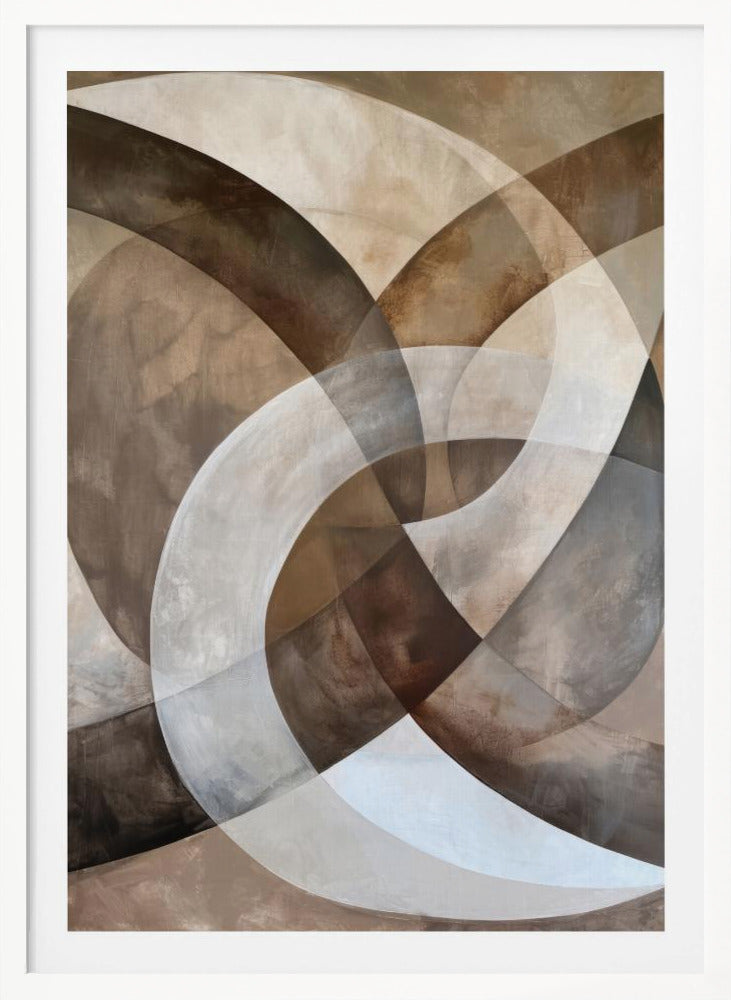 Abstract Art Beige Brown Geo Abstract - Poster / Art Print