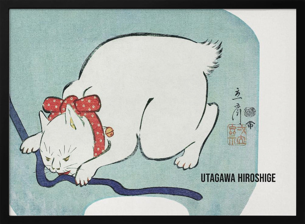 Japanese White Cat (1863) Vintage Woodblock Print - Poster / Art Print