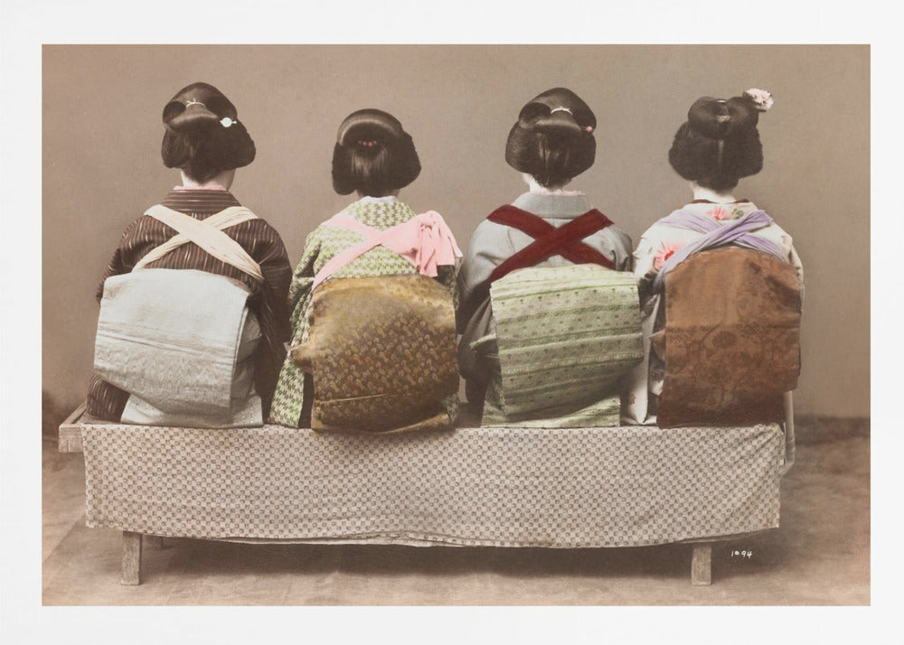 Showing Back Style (19th 20th Century) Japanese Woman Sitting - Poster / Art Print