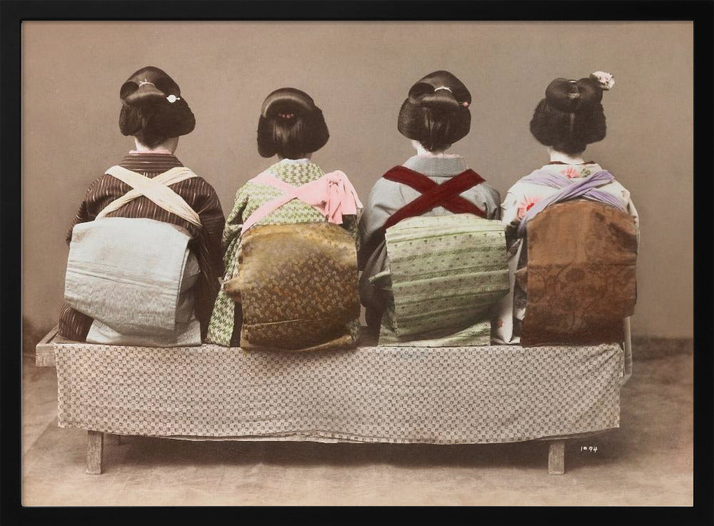 Showing Back Style (19th 20th Century) Japanese Woman Sitting - Poster / Art Print