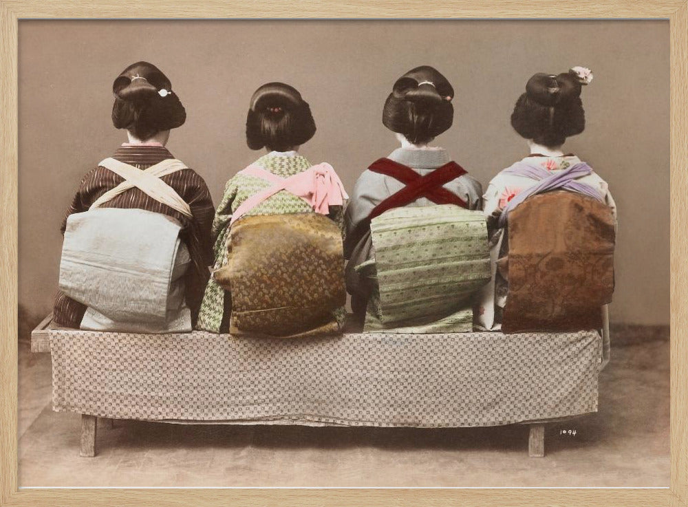 Showing Back Style (19th 20th Century) Japanese Woman Sitting - Poster / Art Print