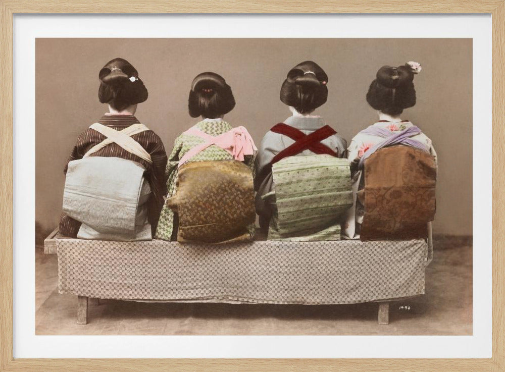 Showing Back Style (19th 20th Century) Japanese Woman Sitting - Poster / Art Print