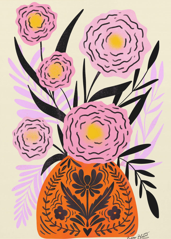 Pink Maxi Flower Vase - Poster / Art Print