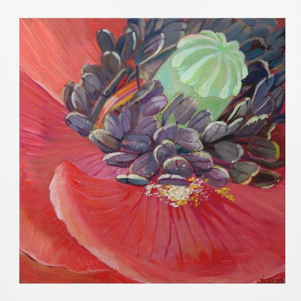 Honey Bee In Poppy Flower - Poster / Art Print