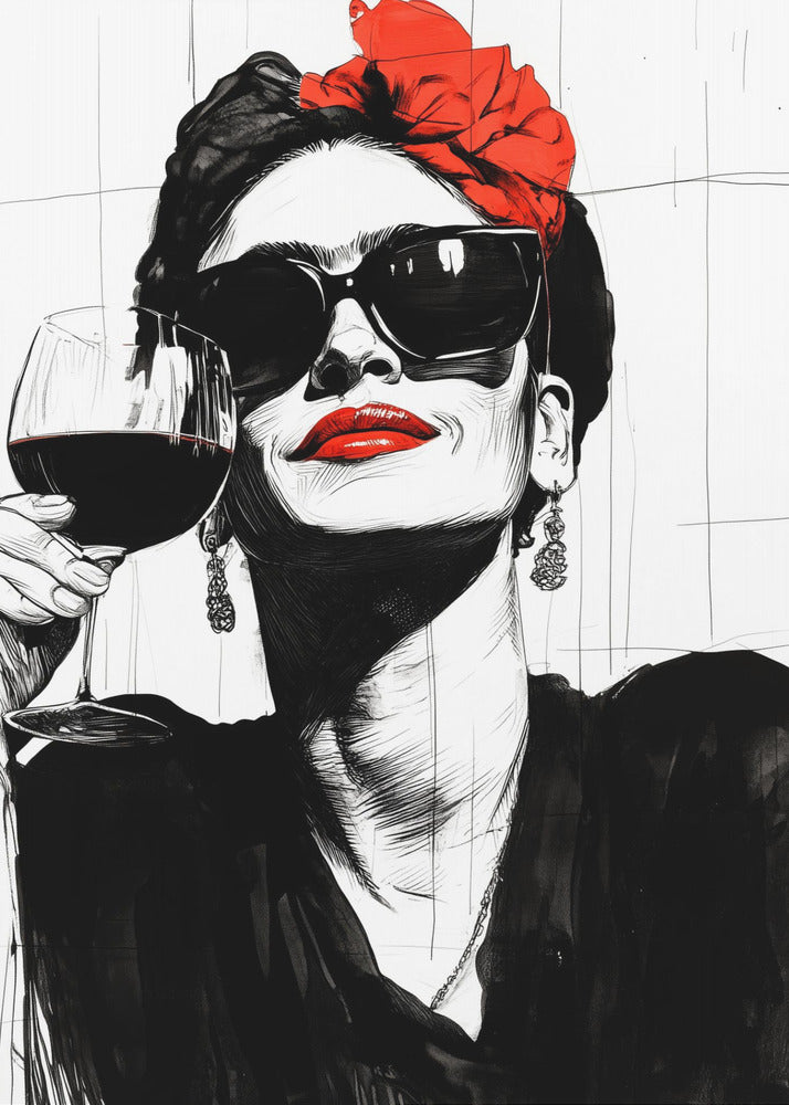 Woman and drink - Poster / Art Print