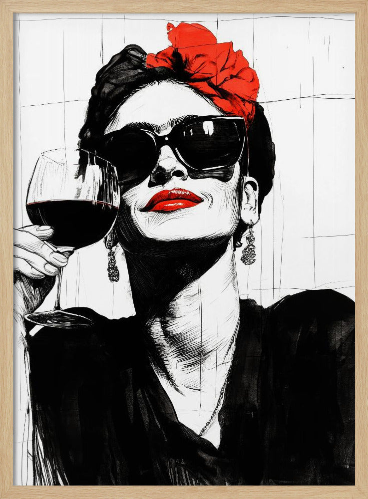 Woman and drink - Poster / Art Print