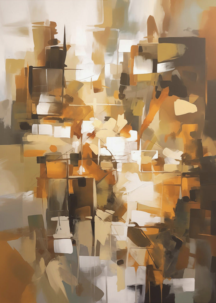 Abstract Patchwork In Earth Tones - Poster / Art Print
